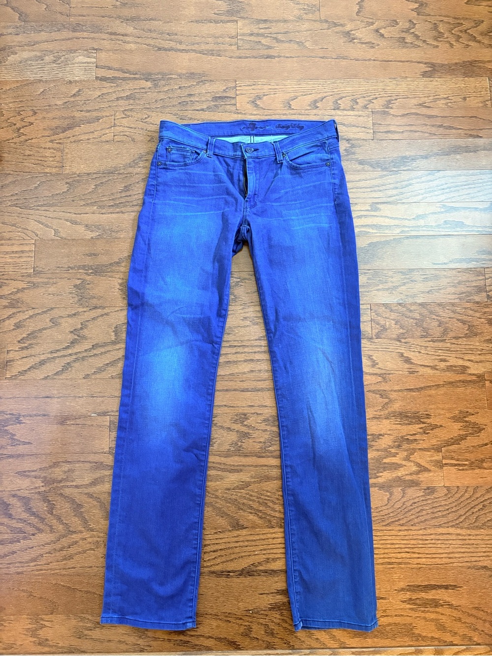 VTG 7 For All Mankind Straight Leg Swarovski Crystal Embellished Jeans Size 31